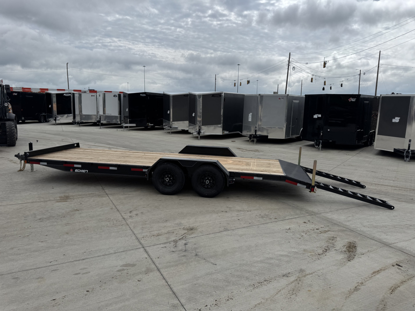 New NEW 2026 Double A 22’ flatbed Equipment Trailer 2-5200 lb axles=10K, dovetail, Slide In Ramps