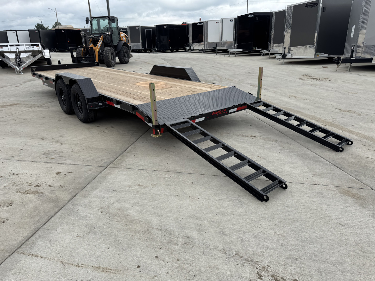 New NEW 2026 Double A 22’ flatbed Equipment Trailer 2-5200 lb axles=10K, dovetail, Slide In Ramps