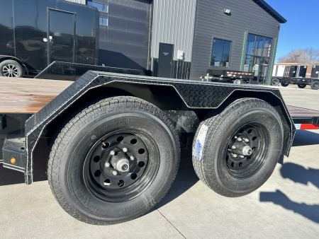 New NEW 2026 Double A 22’ flatbed Equipment Trailer 2-5200 lb axles=10K, dovetail, Slide In Ramps