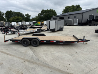 New NEW 2026 Double A 22’ flatbed Equipment Trailer 2-5200 lb axles=10K, dovetail, Slide In Ramps