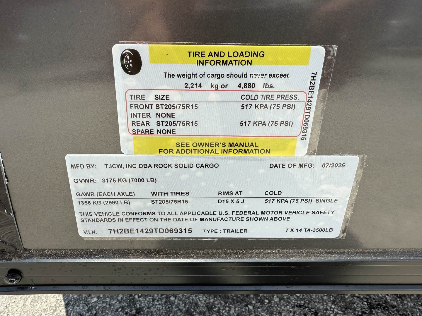 New 2026 Rock Solid Cargo 7x14 Ramp Door 7K Polycore Cargo / Enclosed Trailer