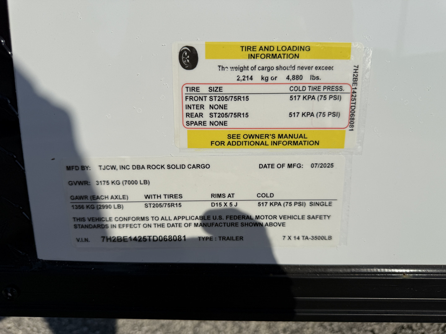 New 2026 Rock Solid Cargo 7x14 Rear Ramp Door 7K Polycore Cargo / Enclosed Trailer