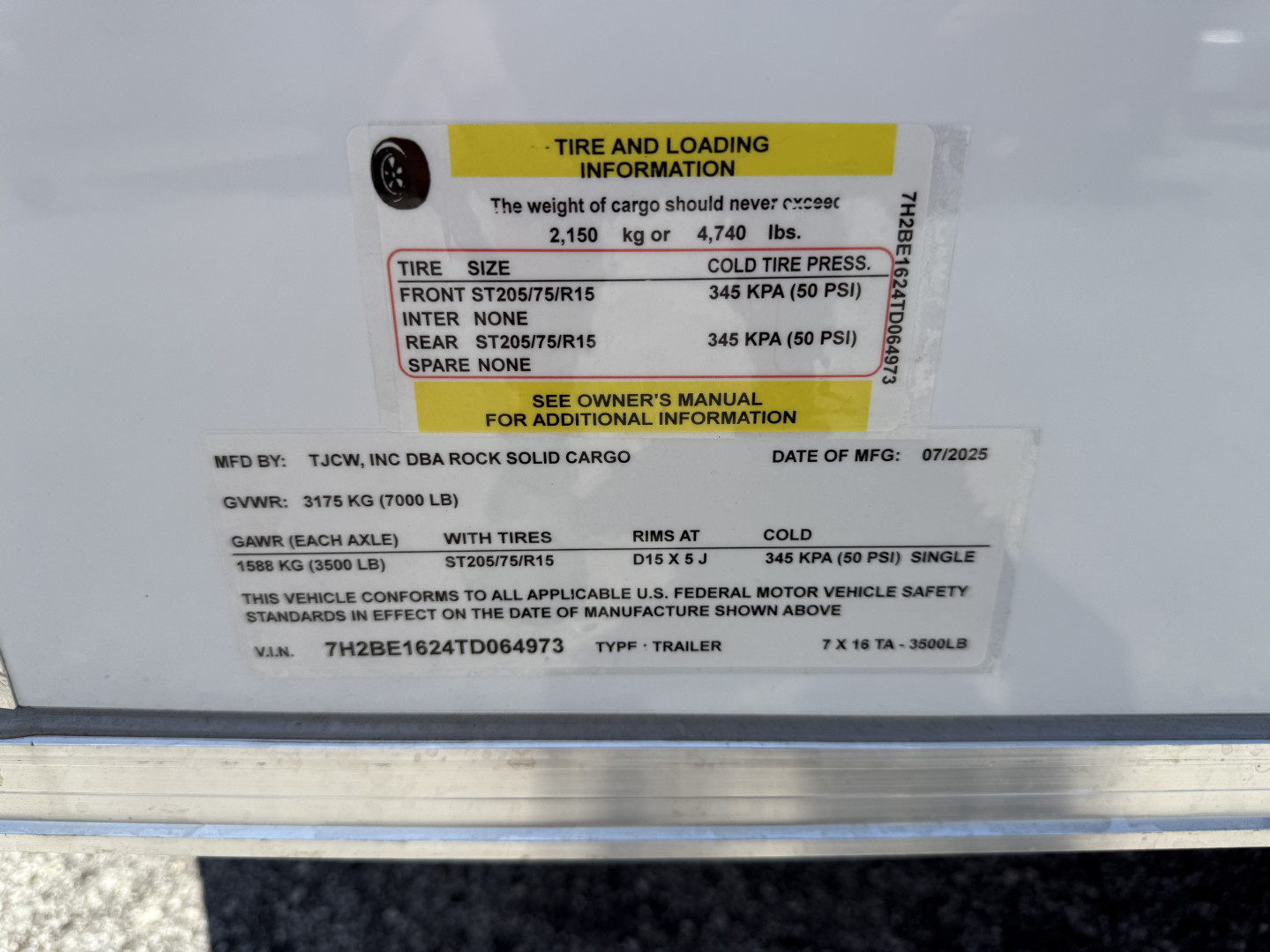 New 2026 Rock Solid Cargo 7x16Rear Ramp Door 7K Polycore Cargo / Enclosed Trailer