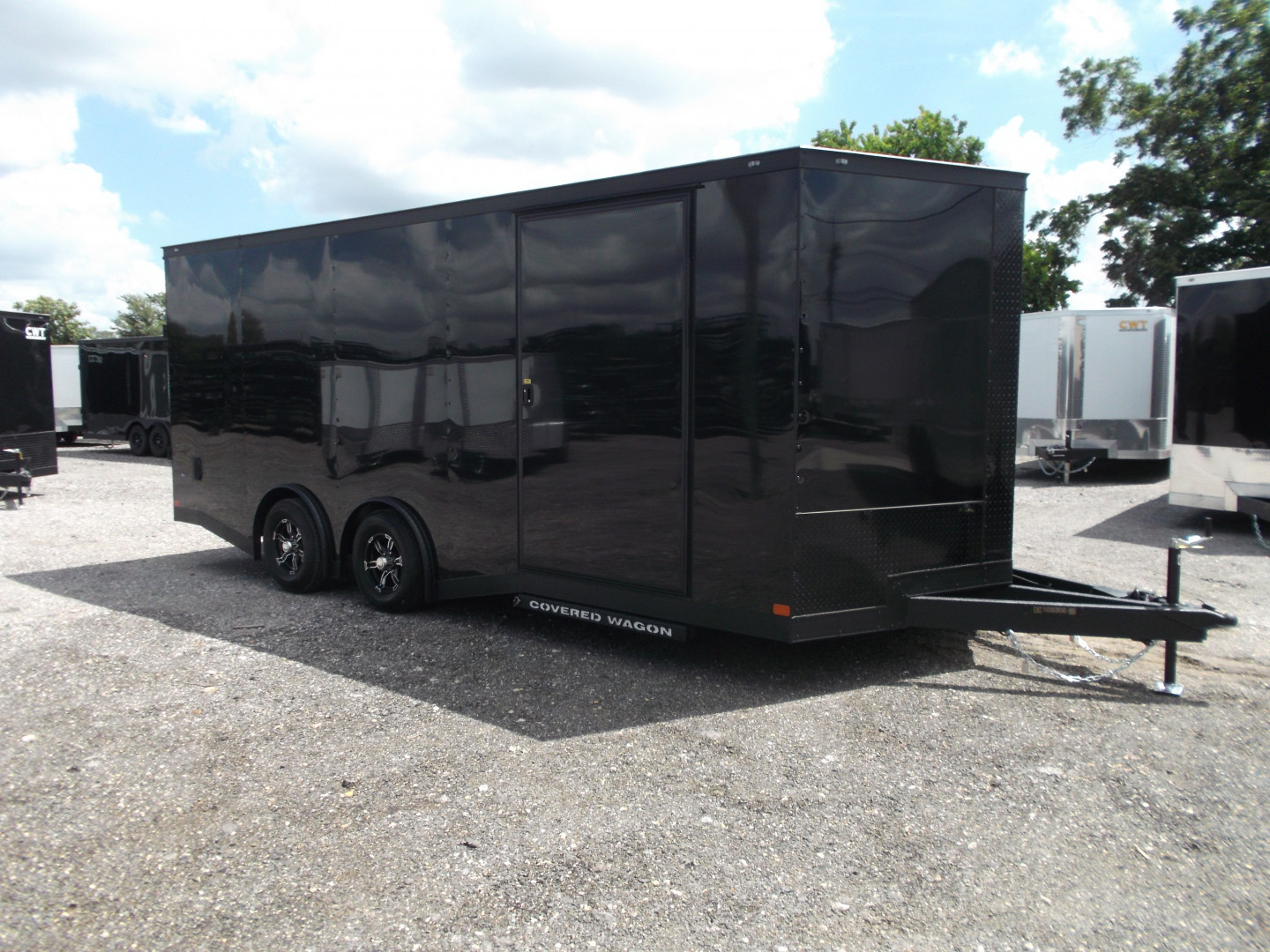 New 2025 Covered Wagon Trailers 8.5x24 Cargo / Enclosed Trailer / Car Hauler / 7ft Interior / 5200# Split Torsion Axles / 48" RV Side Door / 60" Triple Tube Tongue / .080 Black Poly Semi Screwless Exterior / Extra Wide Ramp / Mags / Black Out Package