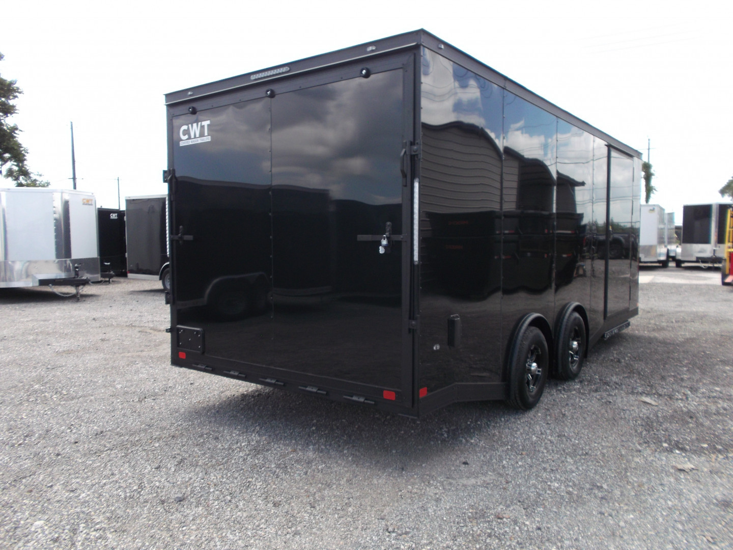 New 2025 Covered Wagon Trailers 8.5x24 Cargo / Enclosed Trailer / Car Hauler / 7ft Interior / 5200# Split Torsion Axles / 48" RV Side Door / 60" Triple Tube Tongue / .080 Black Poly Semi Screwless Exterior / Extra Wide Ramp / Mags / Black Out Package