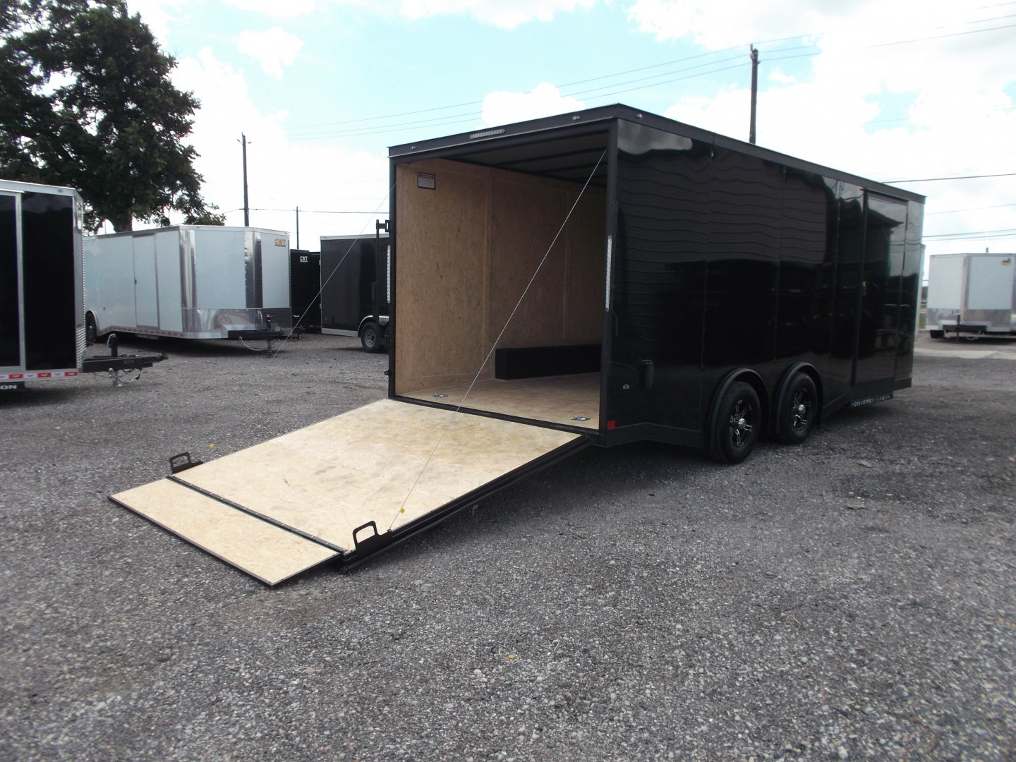 New 2025 Covered Wagon Trailers 8.5x24 Cargo / Enclosed Trailer / Car Hauler / 7ft Interior / 5200# Split Torsion Axles / 48" RV Side Door / 60" Triple Tube Tongue / .080 Black Poly Semi Screwless Exterior / Extra Wide Ramp / Mags / Black Out Package