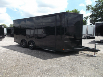 New 2025 Covered Wagon Trailers 8.5x24 Cargo / Enclosed Trailer / Car Hauler / 7ft Interior / 5200# Split Torsion Axles / 48" RV Side Door / 60" Triple Tube Tongue / .080 Black Poly Semi Screwless Exterior / Extra Wide Ramp / Mags / Black Out Package