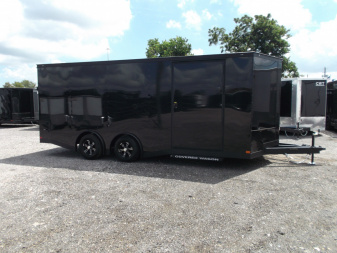New 2025 Covered Wagon Trailers 8.5x24 Cargo / Enclosed Trailer / Car Hauler / 7ft Interior / 5200# Split Torsion Axles / 48" RV Side Door / 60" Triple Tube Tongue / .080 Black Poly Semi Screwless Exterior / Extra Wide Ramp / Mags / Black Out Package