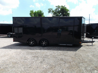 New 2025 Covered Wagon Trailers 8.5x24 Cargo / Enclosed Trailer / Car Hauler / 7ft Interior / 5200# Split Torsion Axles / 48" RV Side Door / 60" Triple Tube Tongue / .080 Black Poly Semi Screwless Exterior / Extra Wide Ramp / Mags / Black Out Package