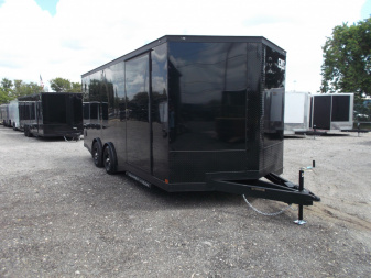 New 2025 Covered Wagon Trailers 8.5x24 Cargo / Enclosed Trailer / Car Hauler / 7ft Interior / 5200# Split Torsion Axles / 48" RV Side Door / 60" Triple Tube Tongue / .080 Black Poly Semi Screwless Exterior / Extra Wide Ramp / Mags / Black Out Package