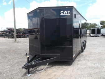 New 2025 Covered Wagon Trailers 8.5x24 Cargo / Enclosed Trailer / Car Hauler / 7ft Interior / 5200# Split Torsion Axles / 48" RV Side Door / 60" Triple Tube Tongue / .080 Black Poly Semi Screwless Exterior / Extra Wide Ramp / Mags / Black Out Package