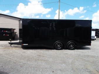 New 2025 Covered Wagon Trailers 8.5x24 Cargo / Enclosed Trailer / Car Hauler / 7ft Interior / 5200# Split Torsion Axles / 48" RV Side Door / 60" Triple Tube Tongue / .080 Black Poly Semi Screwless Exterior / Extra Wide Ramp / Mags / Black Out Package