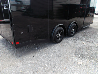 New 2025 Covered Wagon Trailers 8.5x24 Cargo / Enclosed Trailer / Car Hauler / 7ft Interior / 5200# Split Torsion Axles / 48" RV Side Door / 60" Triple Tube Tongue / .080 Black Poly Semi Screwless Exterior / Extra Wide Ramp / Mags / Black Out Package