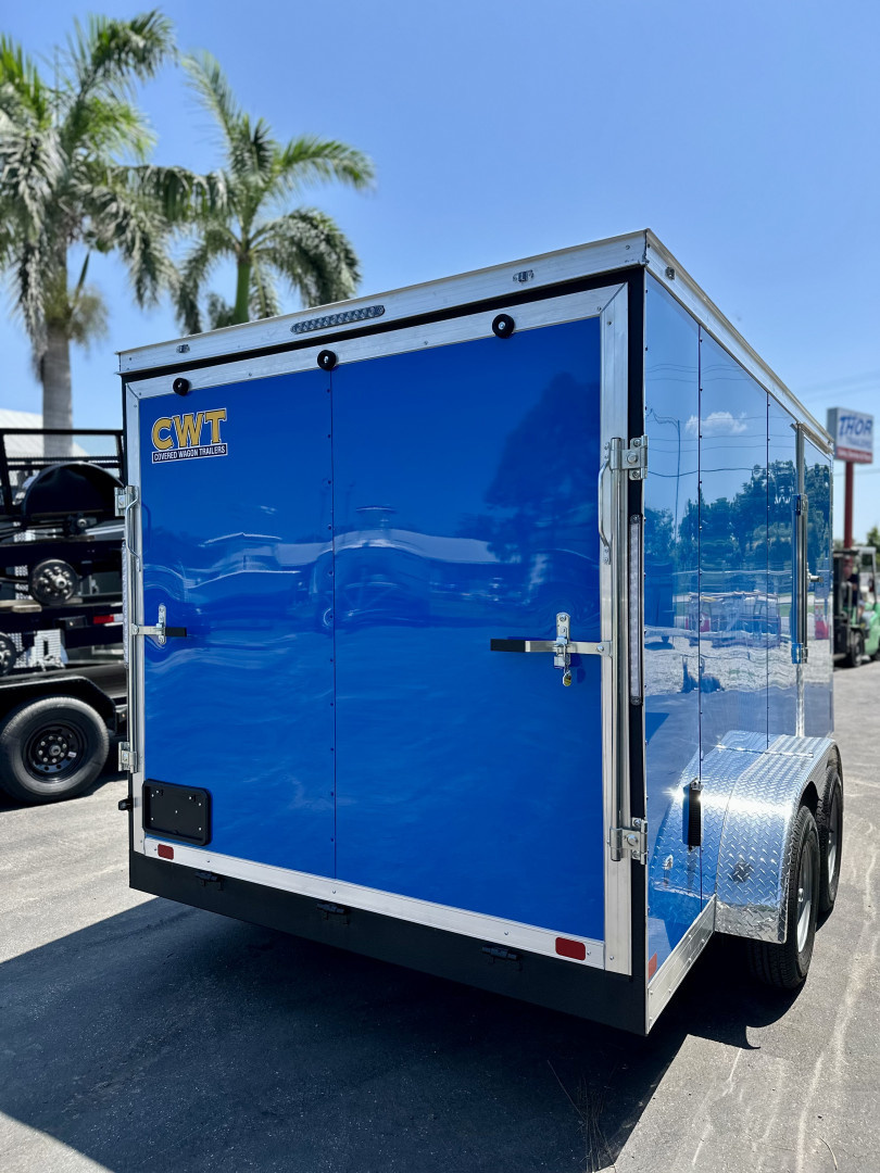 New 2025 Covered Wagon Trailers 7X14 TA BLUE POLYCORE WITH RAMP Cargo / Enclosed Trailer