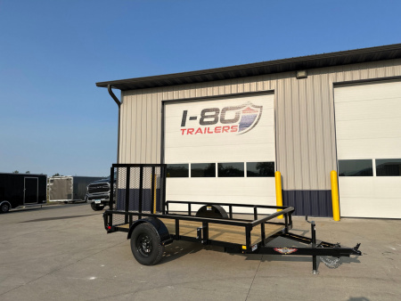 New 2026 H&H Black 66"x10' 3k Rail Side Utility Trailer