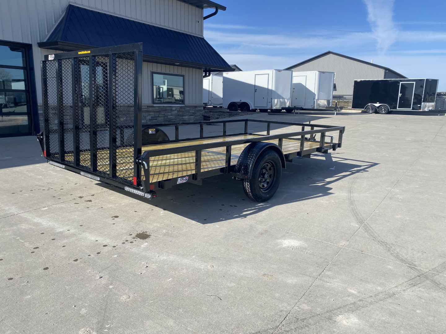 New 2026 H&H Black 82"x14' 3k Rail Side Utility Trailer