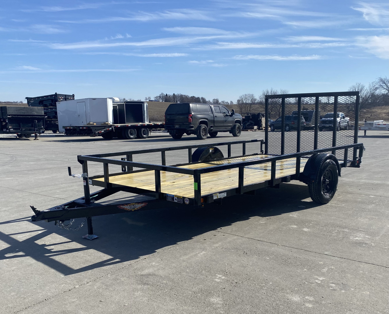 New 2026 H&H Black 82"x14' 3k Rail Side Utility Trailer