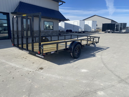 New 2026 H&H Black 82"x14' 3k Rail Side Utility Trailer