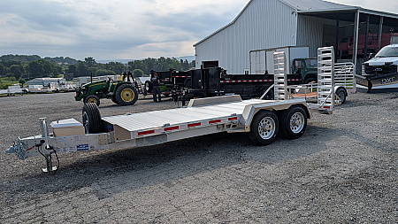 New 2025 EBY 18' TRADESMAN ALL ALUMINUM Lo Pro Equipment Hauler w/ 6' Standup Ramps
