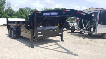 New 2025 Sure-Trac 82x14 Gooseneck Telescopic Dump Trailer 14k