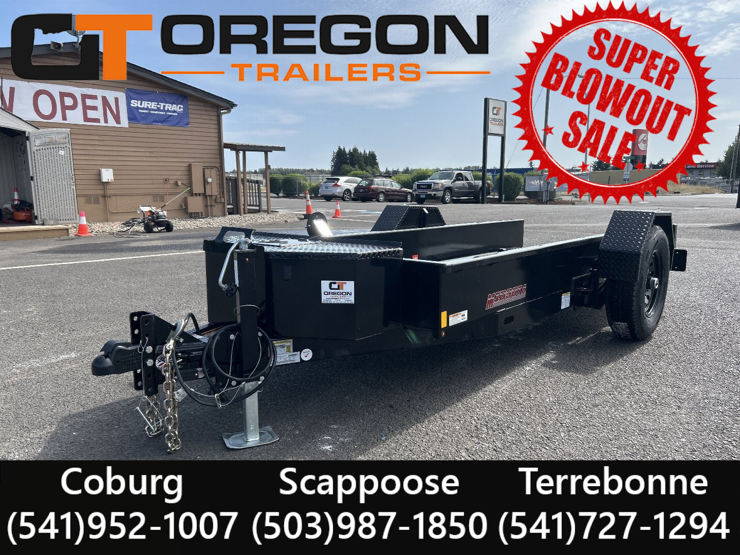 New 2025 Midsota 4.5x12 Steel Deck Power Tilt Equipment Trailer 7.7K GVWR