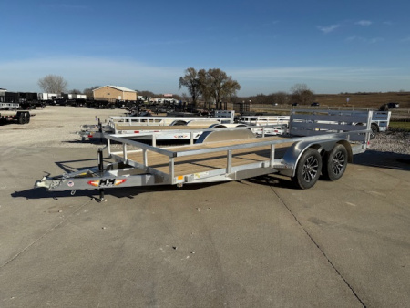 New 2026 H&H Aluminum 82”x16’ 7k Rail Side Utility Trailer