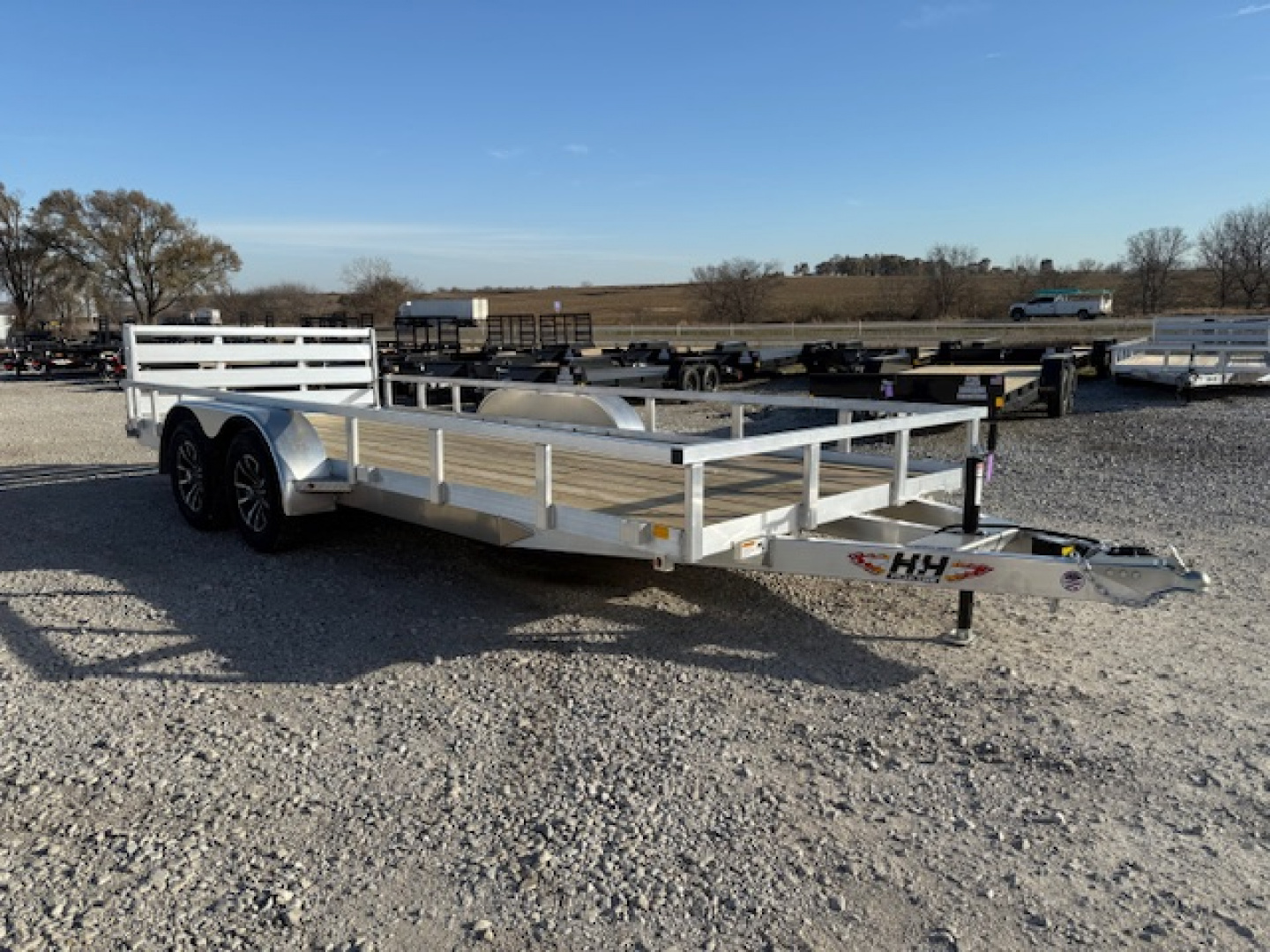 New 2026 H&H Aluminum 82”x18’ 7k Rail Side Utility Trailer