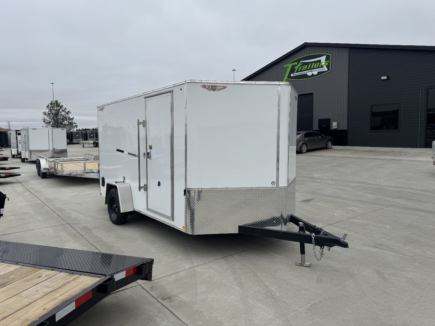 New 2025 H&H 7x12 + 2’V  Rear Ramp Enclosed Cargo Trailer