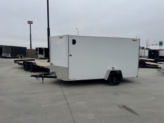 New 2025 H&H 7x12 + 2’V  Rear Ramp Enclosed Cargo Trailer