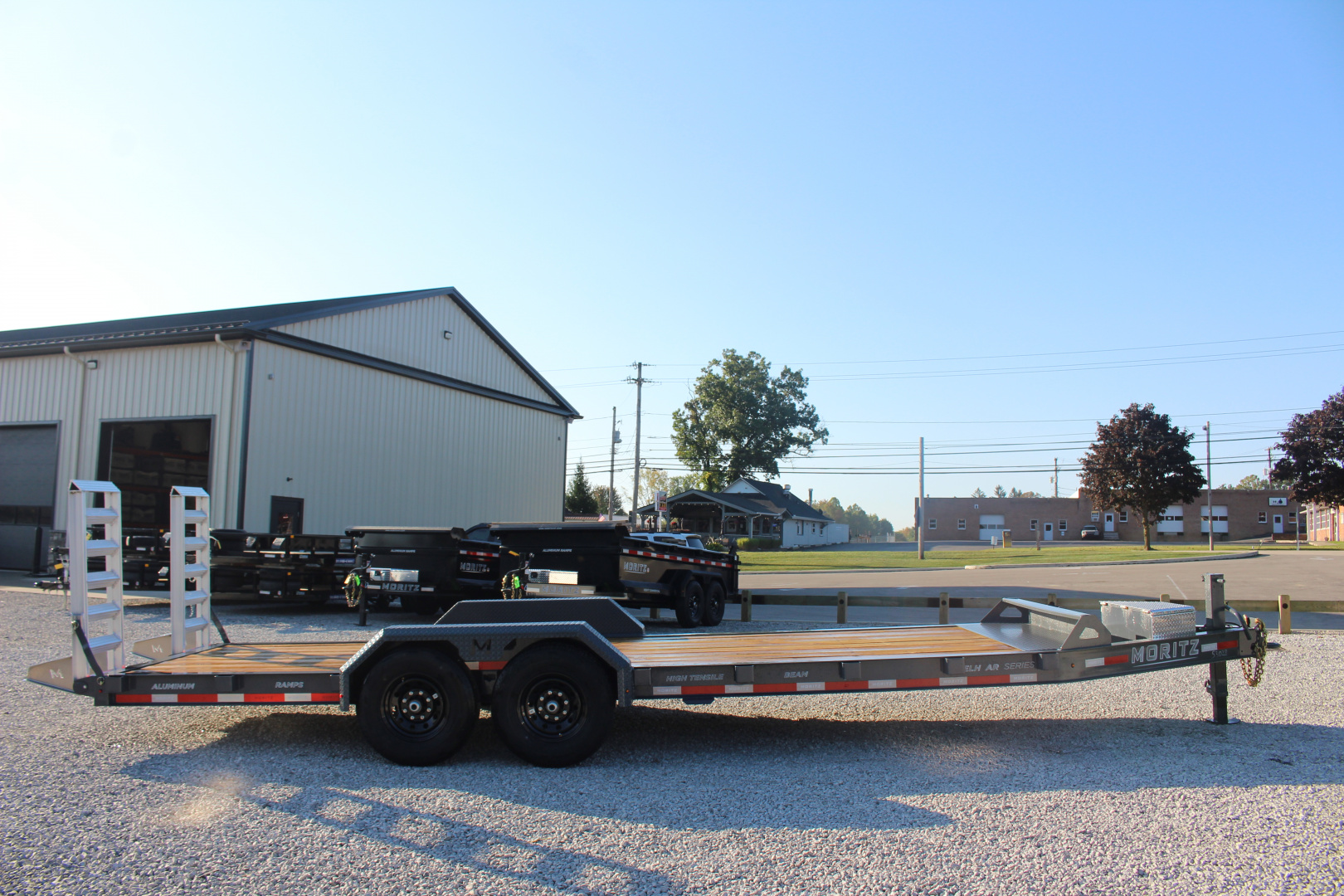 New 2025 Moritz ELBH 7' x 22' Low Pro - Aluminum Ramps - Equipment Trailer - 14000# GVW