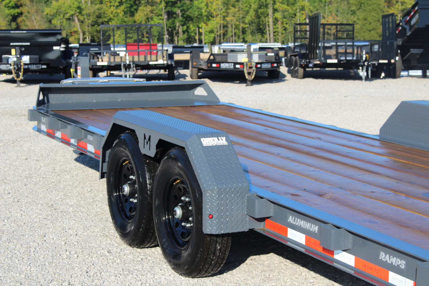 New 2025 Moritz ELBH 7' x 22' Low Pro - Aluminum Ramps - Equipment Trailer - 14000# GVW