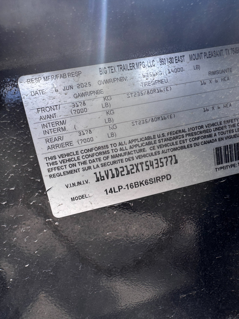 New 2025 BIG TEX TRAILERS 14LP-16 Dump Trailer