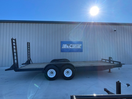 Used 2010 83x20 EQUIPMENT/CAR TRAILER W/FOLD DOWN RAMPS (2) 7000lb TANDEM AXLES