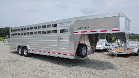 New 2025 EBY RUFF NECK 8 x26' Gooseneck Aluminum Stock Trailer w/ Rolling Gate