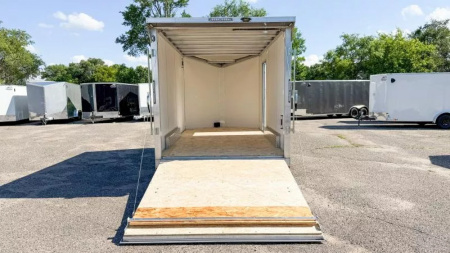 New Lightning 7.5x14 Aluminum Enclosed Trailer - Rear ramp door