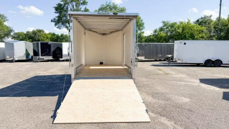 New Lightning 7.5x14 Aluminum Enclosed Trailer - Rear ramp door
