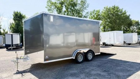 New Lightning 7.5x14 Aluminum Enclosed Trailer - Rear ramp door