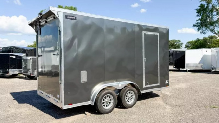 New Lightning 7.5x14 Aluminum Enclosed Trailer - Rear ramp door