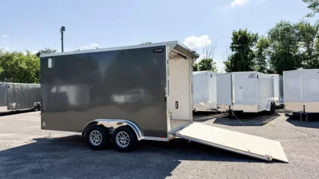 New Lightning 7.5x14 Aluminum Enclosed Trailer - Rear ramp door