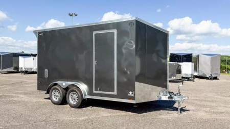 New Lightning 7.5x14 Aluminum Enclosed Trailer - Rear ramp door