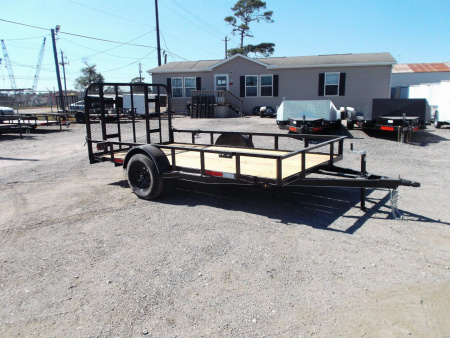 New 2026 J&C Trailers 77x12 Single Utility Trailer / C-Channel Wrap Tongue / 2" Bulldog Coupler / 4ft Ramp Gate