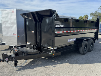New 2026 Sure-Trac 7X16 TANDEM AXLE 14000 LB GVWR TELESCOPIC Dump Trailer WITH 4FT SIDES, 14 PLY TIRES, TARP, RAMPS, D-RINGS