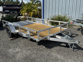 New 2025 Sure-Trac 6X12 SINGLE AXLE 3000 LB GVWR ALUMINUM TUBE TOP Utility Trailer WITH MAG WHEELS, REAR RAMP/GATE, PRESSURE TREATED DECK