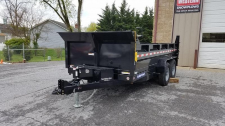 New 7 x 14 Sure-Trac HD Low Pro Scissor Hoist Dump Trailer, 14k GVWR w/ Tarp Kit Installed & 110v Batt. Charger