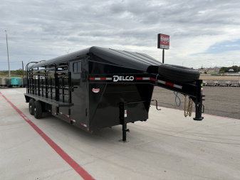 New 2026 Delco 6'8"x24' GN Metal Top Livestock Trailer - M8 Cowboy