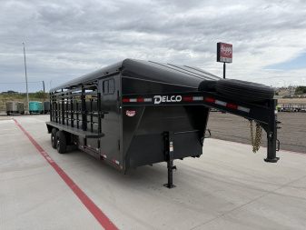 New 2026 Delco 6'8"x24' GN Metal Top Livestock Trailer - M8 Cowboy