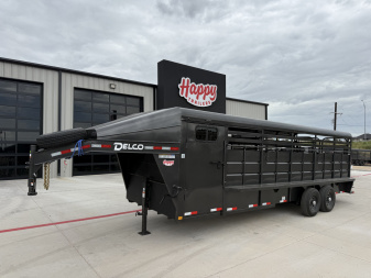 New 2026 Delco 6'8"x24' GN Metal Top Livestock Trailer - M8 Cowboy
