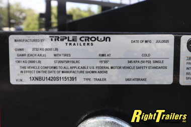 New 2025 6X14 Triple Crown Utility Trailer