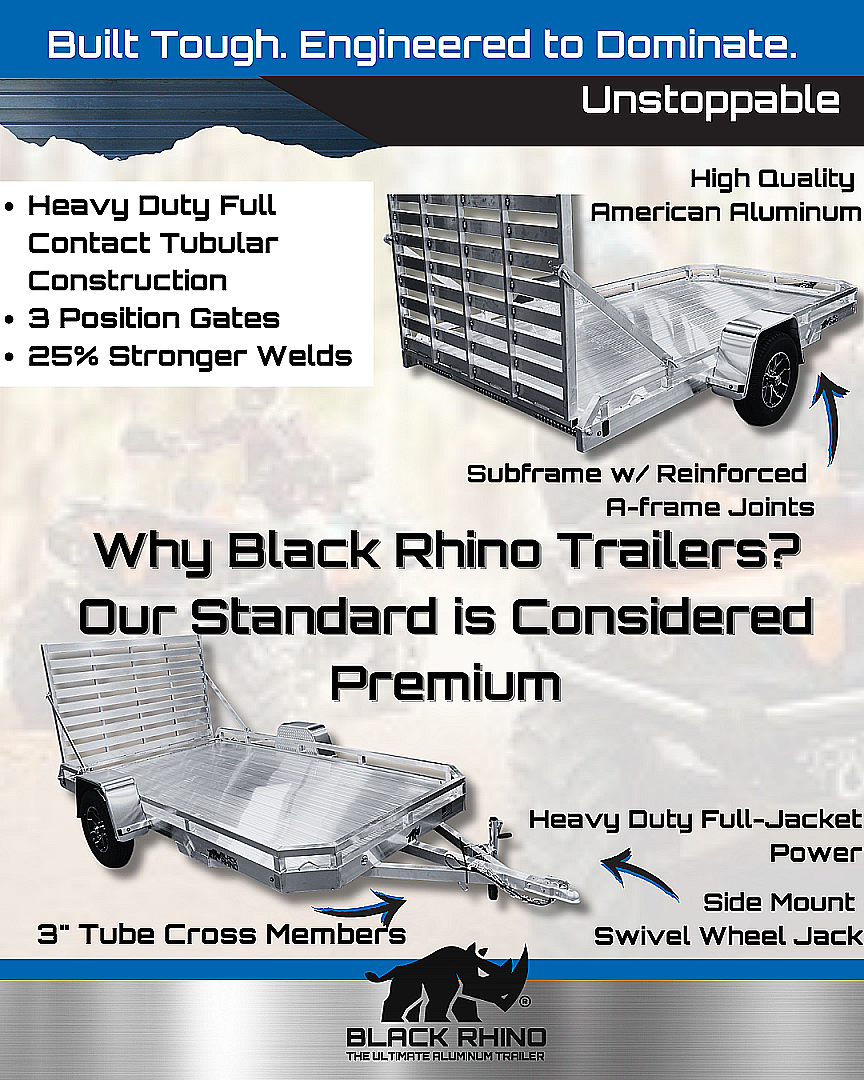 New 2026 Black Rhino *INCOMING* Aluminum 81"x168" LPS8114A-3K Low Profile w/ Bi-Fold Gate ATV Trailer