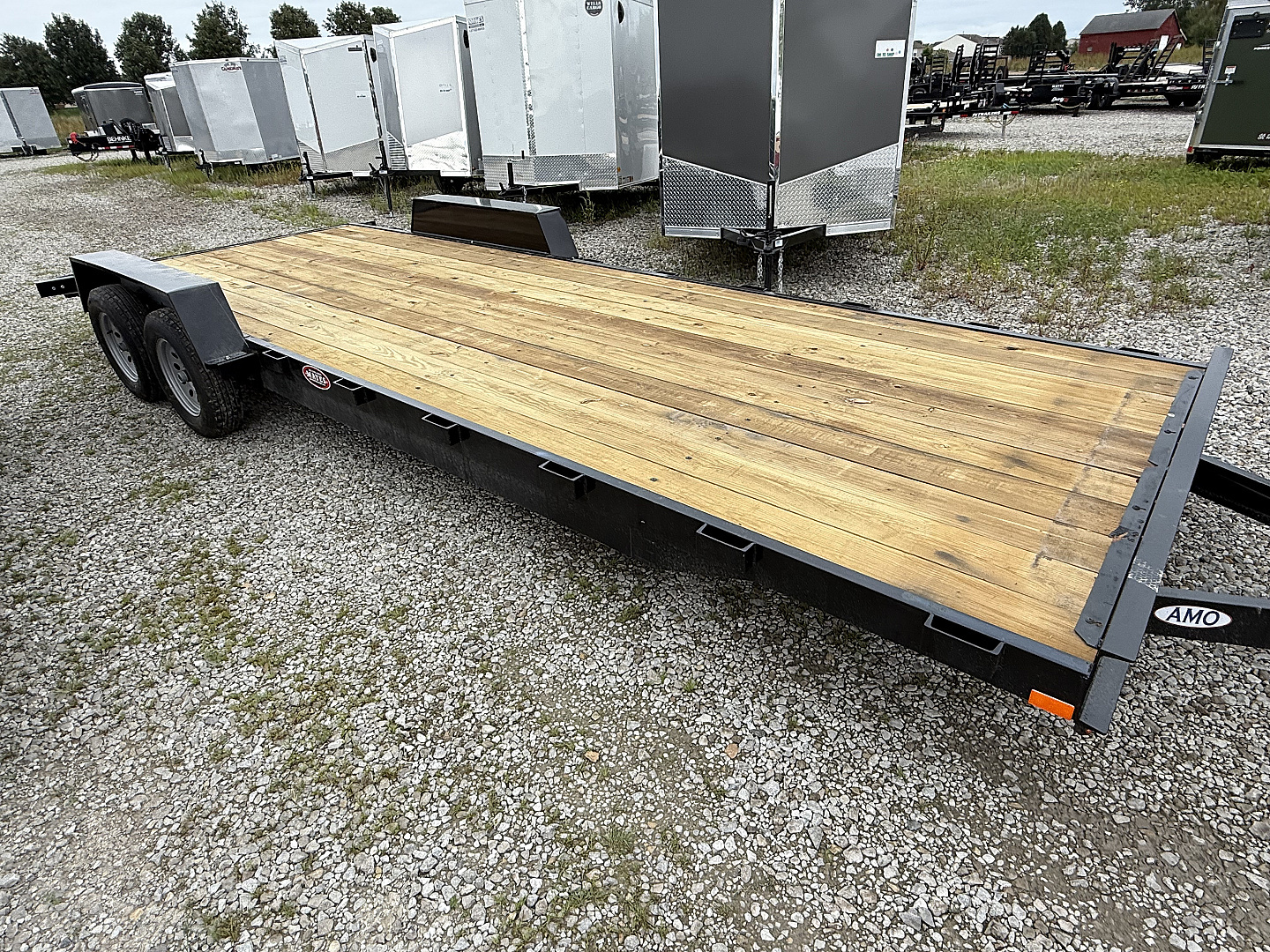 New 2025 AMO UT202 Car Hauler 82X22 TA DOVETAIL W/ SLIDE IN RAMPS (GVW:7000) BLACK